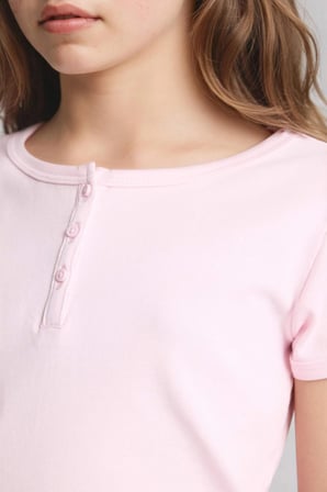 Defacto G1134A8PN343 Pembe Düğmeli Tişört Kız Çocuk