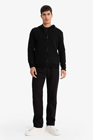 Relax Fit Kapüşonlu Fermuarlı Triko Hırka