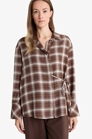 Regular Fit Gömlek Yaka Simli Kumaş Uzun Kollu Gömlek