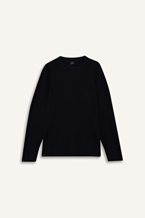 Boxy Fit Bisiklet Yaka Uzun Kollu Tişört