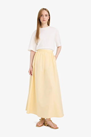 A Kesim Cepli Poplin Maxi Etek
