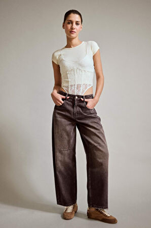 Wide Leg Geniş Bol Paça Bilek Boy Jean Pantolon