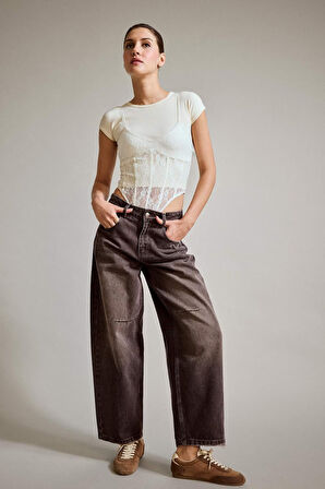 Wide Leg Geniş Bol Paça Bilek Boy Jean Pantolon