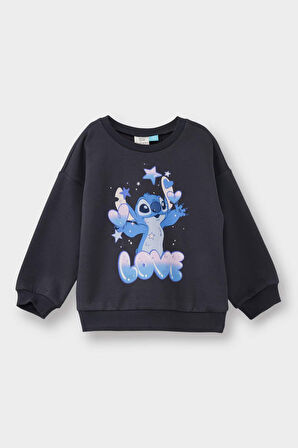 Kız Bebek Disney Lilo & Stitch Bisiklet Yaka Sweatshirt