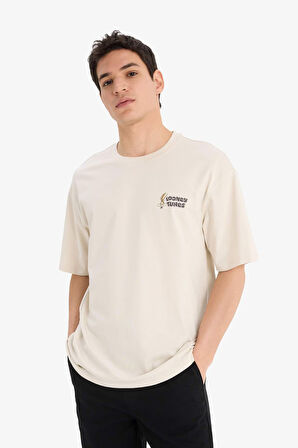 DeFacto %100 Pamuk Looney Tunes Boxy Fit Bisiklet Yaka Sırt Baskılı Kısa Kollu Tişört E9292AX25AUBG721