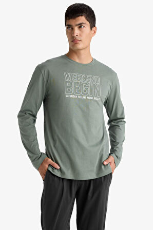 Pijama Takımı Regular Fit Baskılı Uzun Kollu Üst Uzun Alt