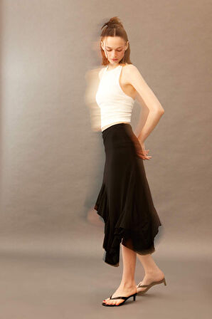 Beli Lastikli Midi Etek