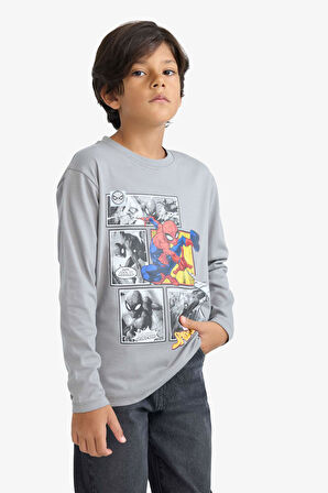 Erkek Çocuk Marvel Games Spiderman Bisiklet Yaka Uzun Kollu Tişört 