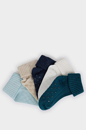 Erkek Bebek Kaydırmaz Taban 5'li Pamuklu Uzun Çorap