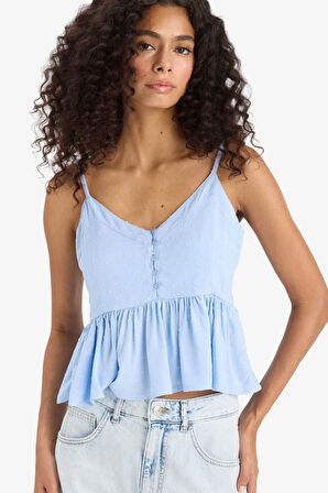 Regular Fit Viskon Kolsuz Bluz
