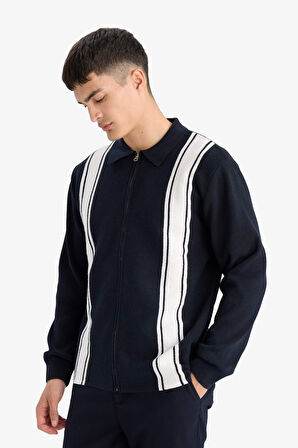 Standart Fit Polo Yaka Triko Hırka