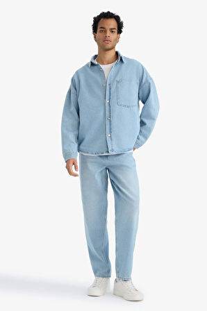 Oversize Geniş Kalıp Jean Uzun Kollu Gömlek
