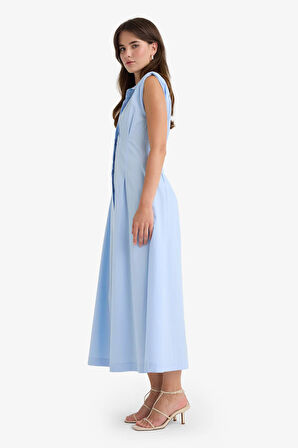 Flare Fit Poplin Kısa Kollu Elbise