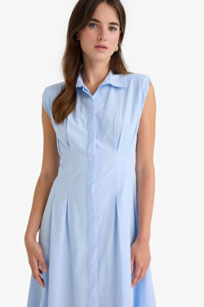 Flare Fit Poplin Kısa Kollu Elbise