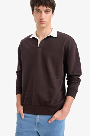 Boxy Fit Polo Yaka Sweatshirt