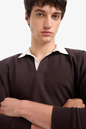 Boxy Fit Polo Yaka Sweatshirt