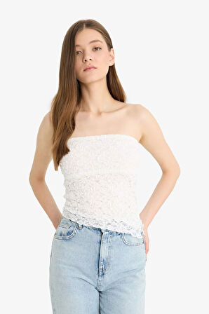 Coool Slim Fit Dar Kesim Straplez Dantel Atlet