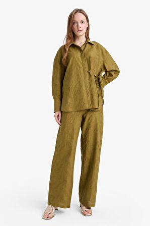 Regular Fit Beli Lastikli Jakarlı Pantolon