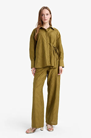 Regular Fit Beli Lastikli Jakarlı Pantolon