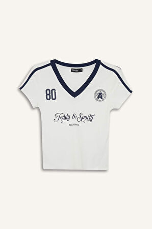 Coool Fitted Baskılı Ribana Kısa Kollu Tişört