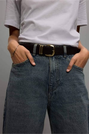 Kadın Dikdörtgen Toka Suni Deri Jean Kemeri