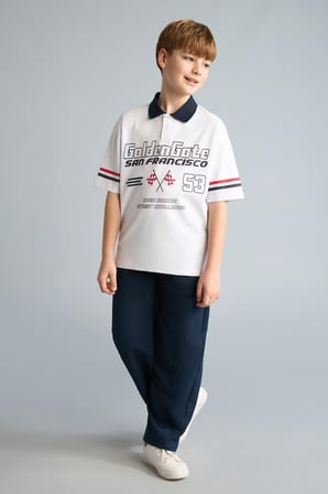 DeFacto Oversıze Polo Yaka Pike Kısa Kollu Polo Tişört Erkek Çocuk H0981A826SMWT34
