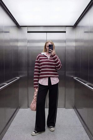 DeFacto %100 Pamuk Loose Fıt Çizgili Sweatshirt G9467AX26SPPN74