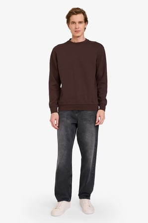 DeFacto Bisiklet Yaka Basic Düz Sweatshirt G6721AX25AUBN192