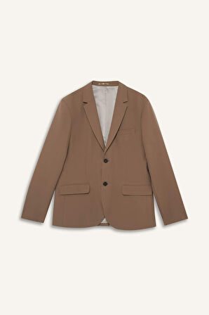 Slim Fit Dar Kesim Twill Düğmeli Blazer Ceket