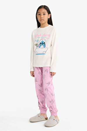 Kız Çocuk Disney Lilo & Stitch Pijama Takımı Uzun Kollu Üst Uzun Alt
