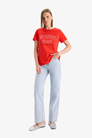 DeFacto Regular Fit Bisiklet Yaka Baskılı Penye Kısa Kollu Tişört F5882AX25SMRD117