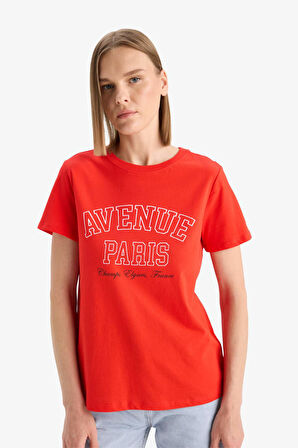 DeFacto Regular Fit Bisiklet Yaka Baskılı Penye Kısa Kollu Tişört F5882AX25SMRD117