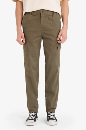 Defacto C9163AXKH361 Haki Regular Jogger Kargo Cepli Gabardin Pantolon
