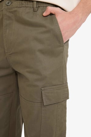 Defacto C9163AXKH361 Haki Regular Jogger Kargo Cepli Gabardin Pantolon
