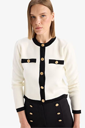 Regular Fit Bisiklet Yaka Triko Hırka