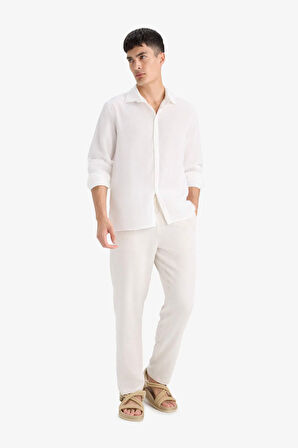 DeFacto Relax Fit Geniş Paça Keten Karışımlı Pantolon B1043AX25SMBG228
