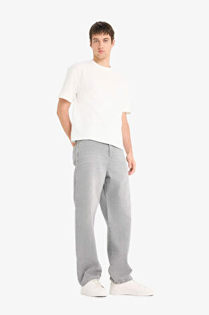 Baggy Fit Geniş Paça Jean Yıkamalı Pantolon