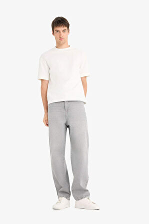 Baggy Fit Geniş Paça Jean Yıkamalı Pantolon