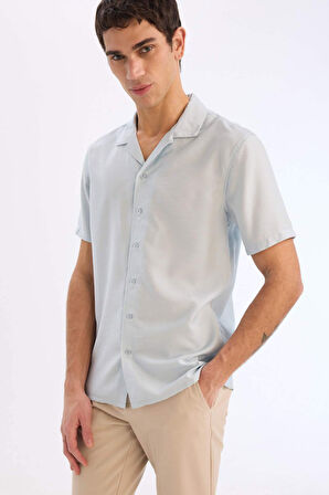 Modern Fit Yazlık Polo Yaka Basic Düz Kısa Kollu Gömlek