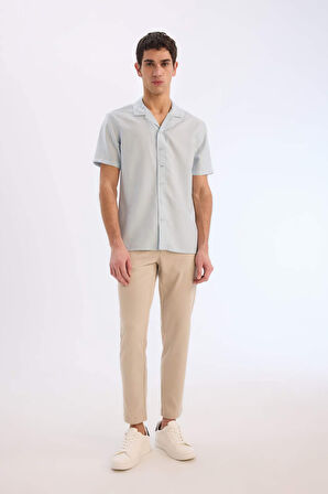 Modern Fit Yazlık Polo Yaka Basic Düz Kısa Kollu Gömlek