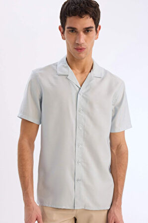 Modern Fit Yazlık Polo Yaka Basic Düz Kısa Kollu Gömlek