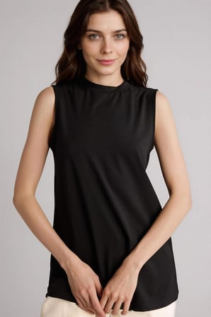 Defacto F9753AXBK81 Siyah Basıc Kolsuz Tunik