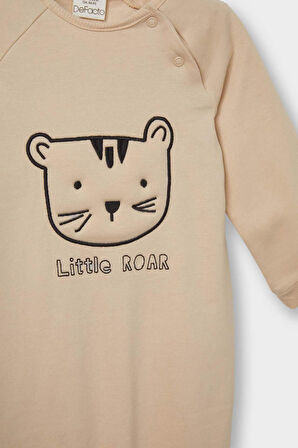 Erkek Bebek Yenidoğan Kaplan Baskılı Uzun Kollu Tulum