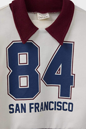 Erkek Bebek Gömlek Yaka Baskılı Sweatshirt