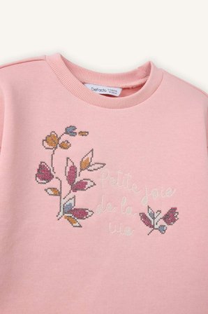 DeFacto Fırfır Detaylı Çiçekli Sweatshırt Kız Bebek G8046A526SPPN636