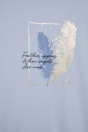 Regular Fit Bisiklet Yaka Baskılı Kısa Kollu Tişört