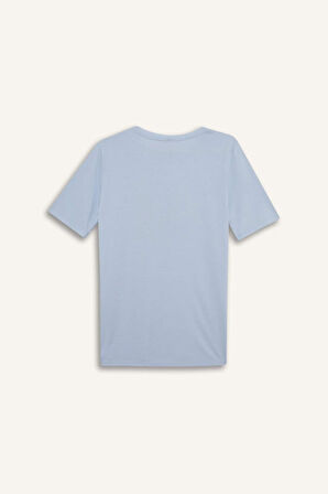 Regular Fit Bisiklet Yaka Baskılı Kısa Kollu Tişört