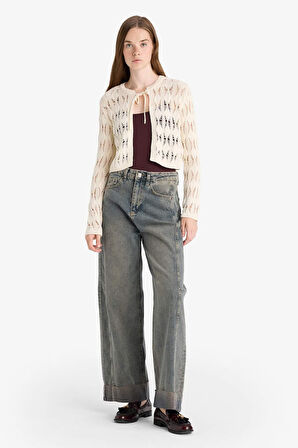 Slim Fit Dar Kesim Bisiklet Yaka Hırka