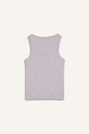Regular Fit Yuvarlak Yaka Kolsuz Ribana Pijama Üstü-Fall in Love