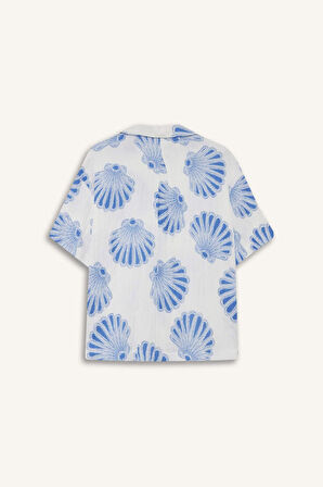 Regular Fit Ceket Yaka Müslin Kısa Kollu Gömlek